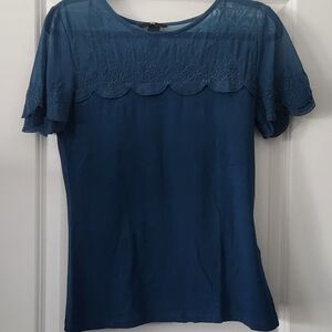 H&M Teal Lace Accent Women's Blouse